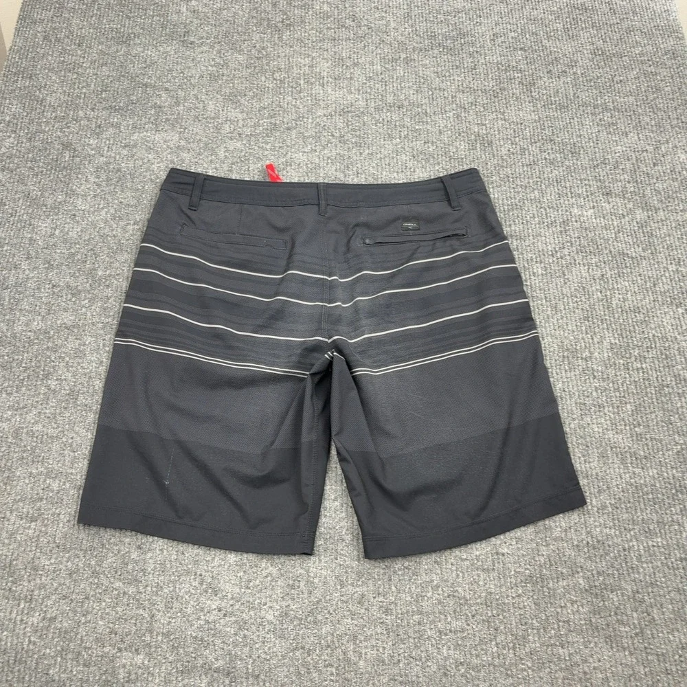ONeill‎ Shorts Mens 38 Black Polyester Striped Hybrid Boardshorts Surf Casual